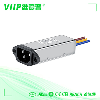 3A 60Hz Wechselstrom-Linie Iec EMI Filter Male Socket With verdrahtet 1500VDC